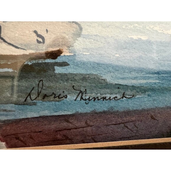 1980s Vintage Art Painting Framed Watercolor Sailboats on a Lake - Doris Minnich - Picture 4 of 6